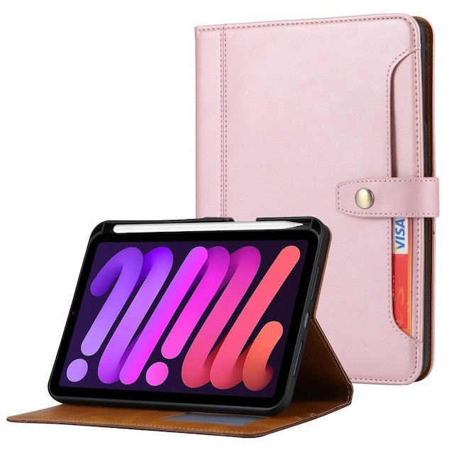 SKALO iPad 10.9 (2022) PU-læder pungetui med rum til penne - Pink