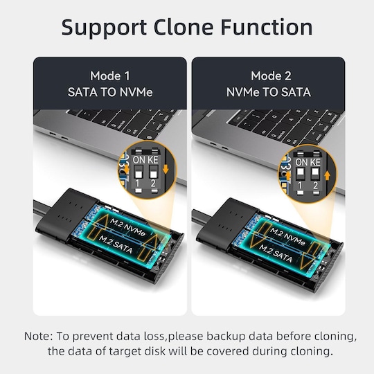 Maiwo Ekstern HDD-klonkabinet M.2 SATA og NVMe SSD USB3.2 10 Gbps 1:1 HDD-klon  | Elgiganten