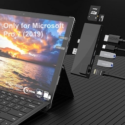 NÖRDIC USB 7-ports dockingstation til MicroSoft Surface Pro7 1xHDMI4k30Hz 2xUSB-A 5Gbps 1xUSB-C PD87W 1xRJ45 LAN og 1xTF og 1xSD