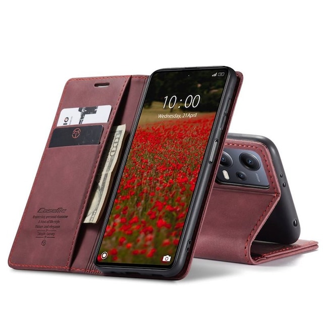 CaseMe Smart Magnet FlipCase Xiaomi Redmi Note 12 5G - Vinrød