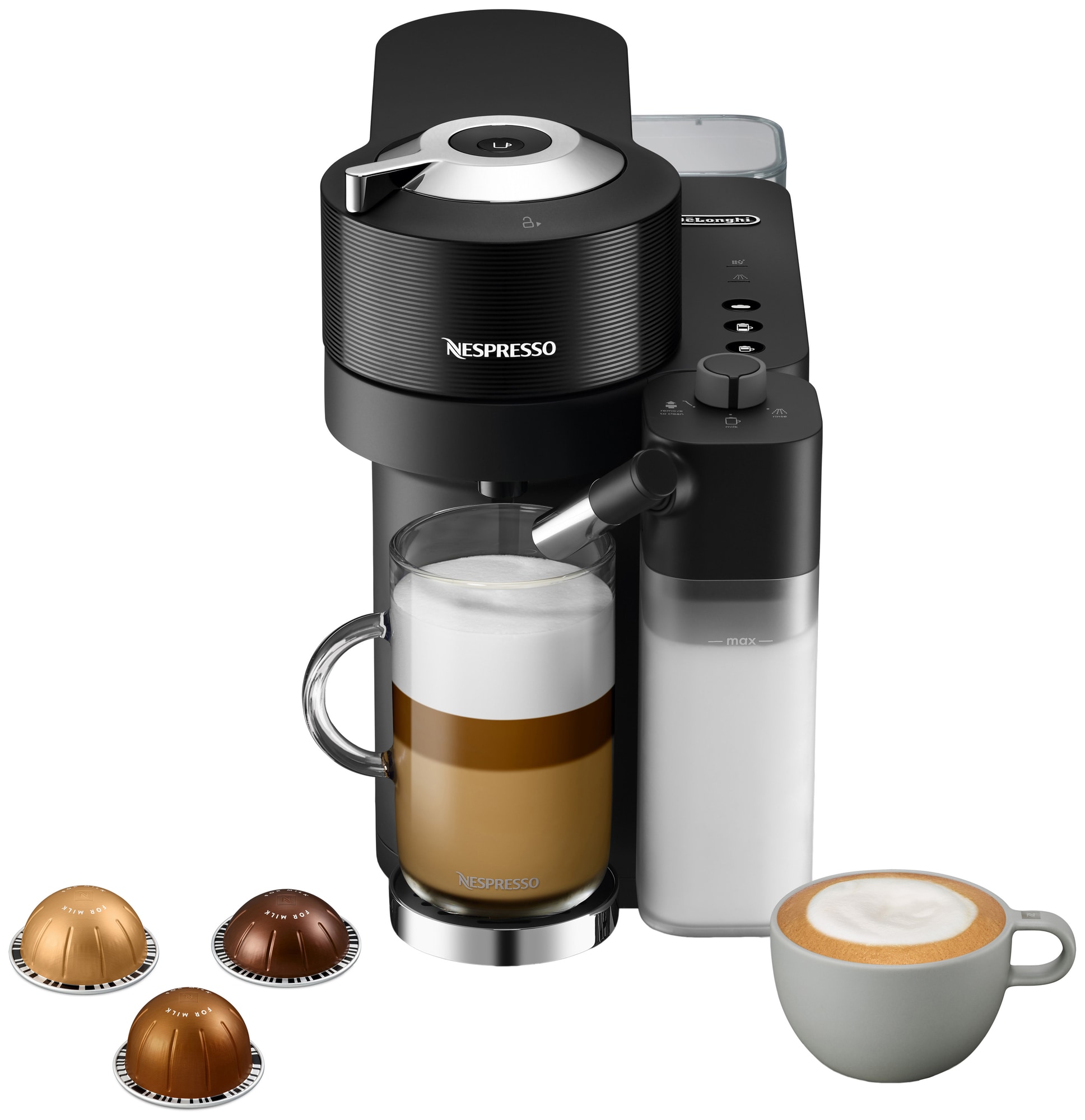 Nespresso Vertuo Lattissima kaffemaskine fra Delonghi ENV300.B(sort) |  Elgiganten
