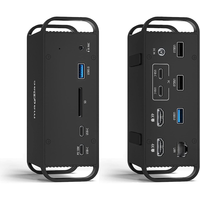 NÖRDIC 2 til 14 USB-C Macbook dockingstation dobbeltskærme 2xHDMI 4K60Hz 7xUSB 1xUSB-C PD65W 1xRJ45 1xAudio 1xSD Thunderbolt 3/4 USB4