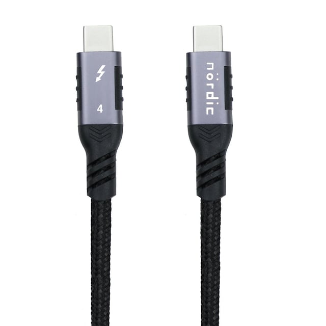 NÖRDIC 2,5 m Thunderbolt 4 USB-C kabel 40 Gbps 100 W opladning 8K video kompatibel med USB 4 og Thunderbolt 3