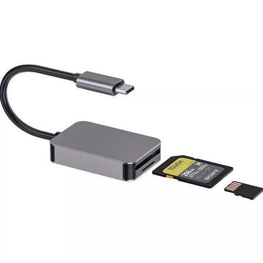 NÖRDIC USB-C kortlæser SD 4.0 UHS-II USB 3.1 SuperSpeed ​​​​5 Gbps SD,  SDXC, SDHC, MicroSD, Micro SDXC, Micro SDHC, MMC | Elgiganten