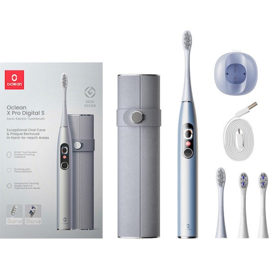 Oclean X Pro Clean Digital S elektrisk tandbørste 6830185 (sølv) |  Elgiganten