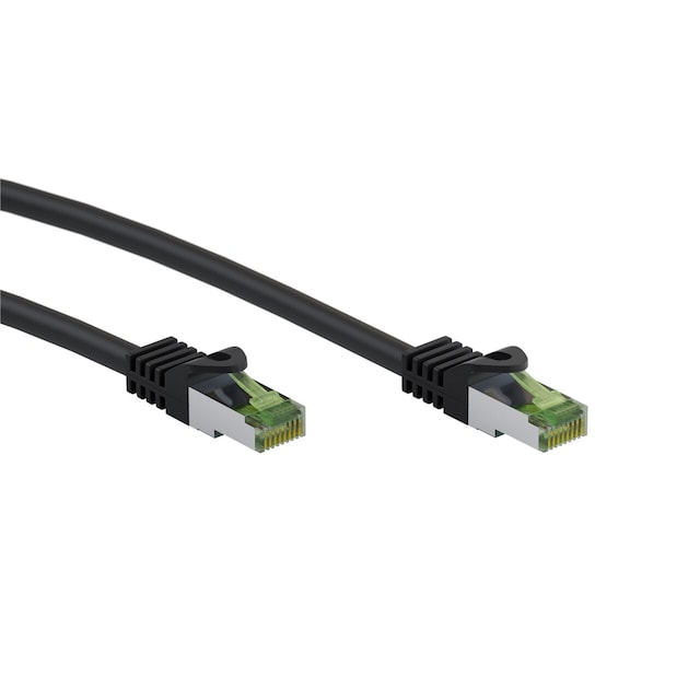 Goobay RJ45 netværkskabel med CAT 8.1 S/FTP råkabel, AWG 26, sort