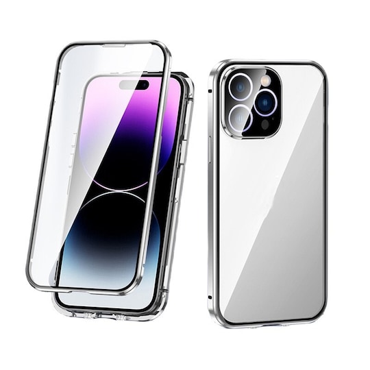 Telefonfodral fullt kameraskydd dubbelsidigt härdat glas anti-spion Sølv  iPhone 14 Plus | Elgiganten