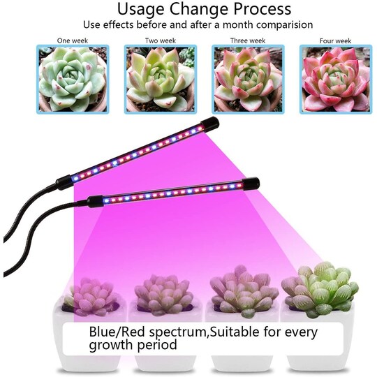 Plantelampe/plantebelysning med 2 fleksible LED-lysstofrør | Elgiganten
