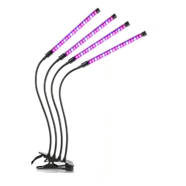 INF Plantelampe/plantebelysning med 4 fleksible LED-lysstofrør 1-pack