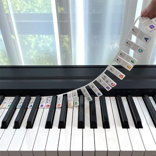 Aftagelige klaver- og keyboardetiketter 88 tangenter MultiColor