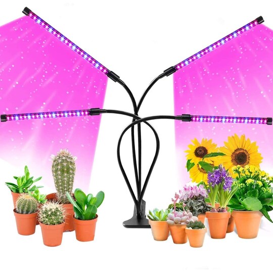 Växtlampa / växtbelysning med 4 flexibla LED lysrör | Elgiganten