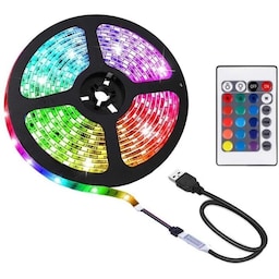 LED-strips, RGB med fjernbetjening & USB - 3 Meter