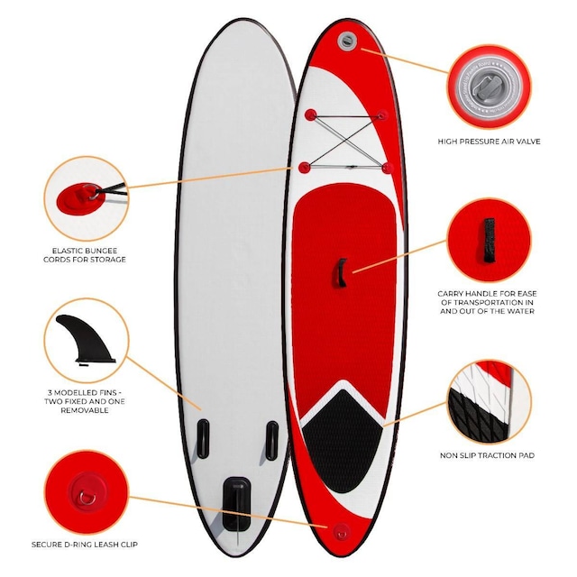 10 fods rød oppustelig paddleboard