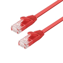 NÖRDIC Cat6 U/UTP fladt netværkskabel 7,5m 250MHz båndbredde og 10Gbps transmissionshastighed rød