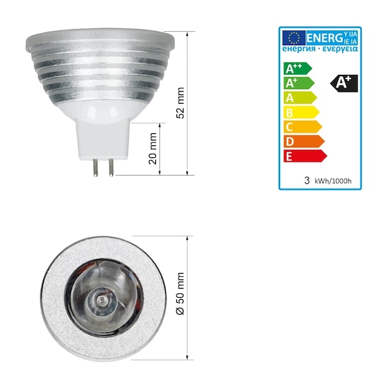 MR16 LED Spot pære Spotlight pære lampe fjernbetjening 24 Key RGB 3W Kan  dæmpes | Elgiganten