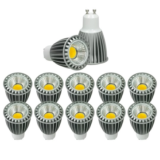 ECD Germany LED COB GU10 Spot pære lampe lys 9W Dæmpbar køle hvid 10-er Set  | Elgiganten