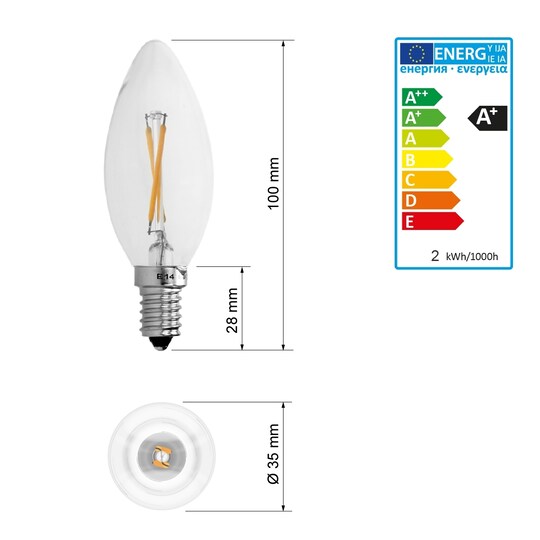 10xE14 LED lampe lys lamper glødepære pære vintage varm hvid 2W | Elgiganten