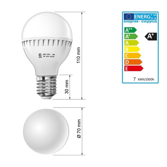 10x ECD GERMANY® E27 LED pære 7W 458LM varm hvid 7 Watt energiesparlampe |  Elgiganten