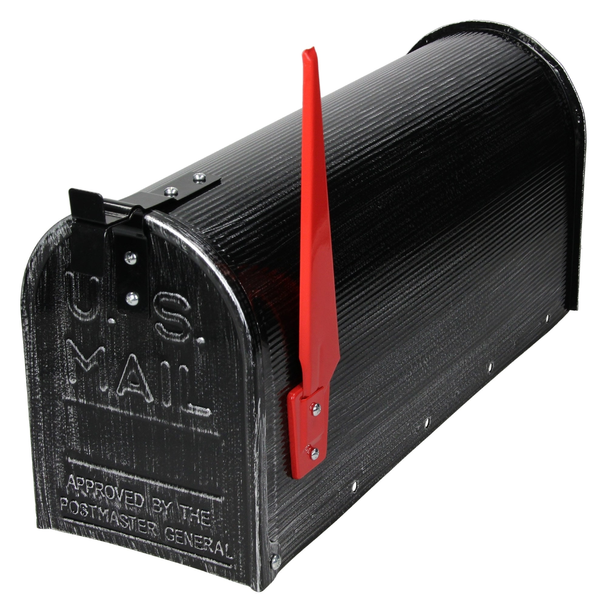 Design U.S. Postkasse med drejet rødt flag, retro sort, aluminium, Elgiganten