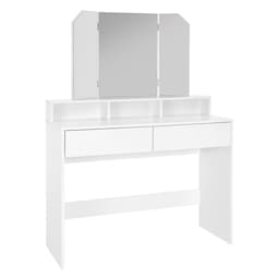Påklædningsbord med 3-styks foldespejl 100x40x140 cm hvid spånplade ML-Design