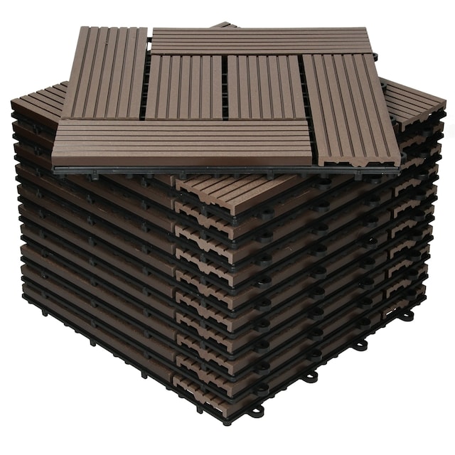 ECD Germany WPC terrassefliser 30x30cm 11er besparelsessæt til 1m² mørkebrun