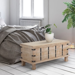 Sofabord 100x44x50 cm natur/hvid mangotræ WOMO-Design