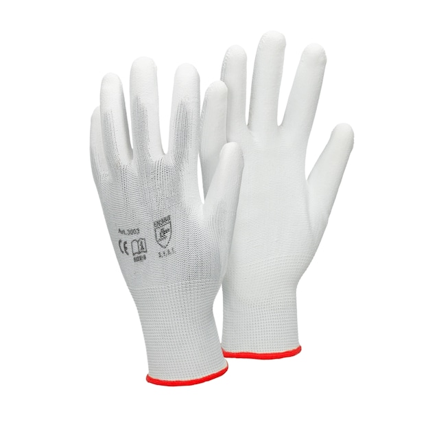 ECD Germany pair PU-arbejde handsker, størrelse 7-S, farve hvid, mekaniker