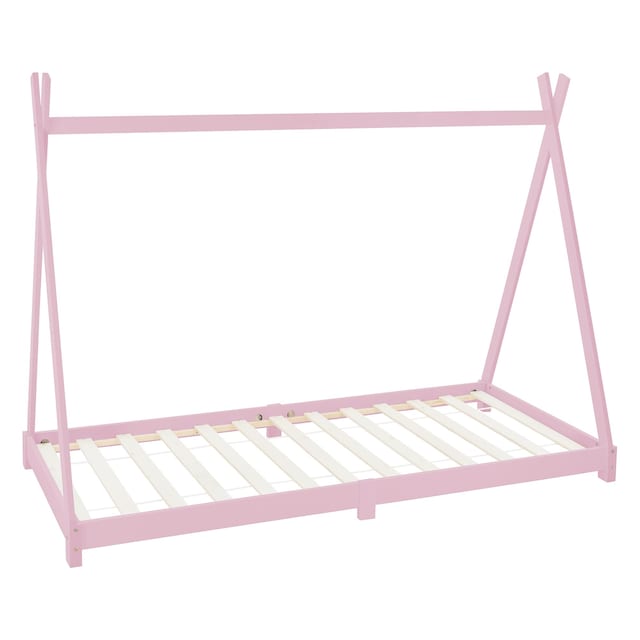ML Design COT TIPI 90 x 200 cm med slattedramme, rosa, indisk seng lavet af