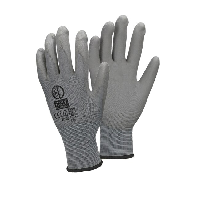 ECD Germany 144 par PU arbejde handsker, størrelse 10 XL, Grå, mekanik handsker,