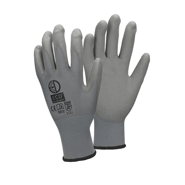 ECD Germany 12 par PU arbejde handsker, størrelse 10 XL, Grå, mekanik handsker,