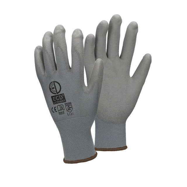 ECD 36 Germany pair PU-arbejde handsker, størrelse 9-L, Grå, mekaniker handsker