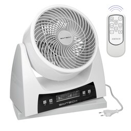 Tabel ventilator stå fan fjernbetjening digitalt display 40W Hvid Simtech