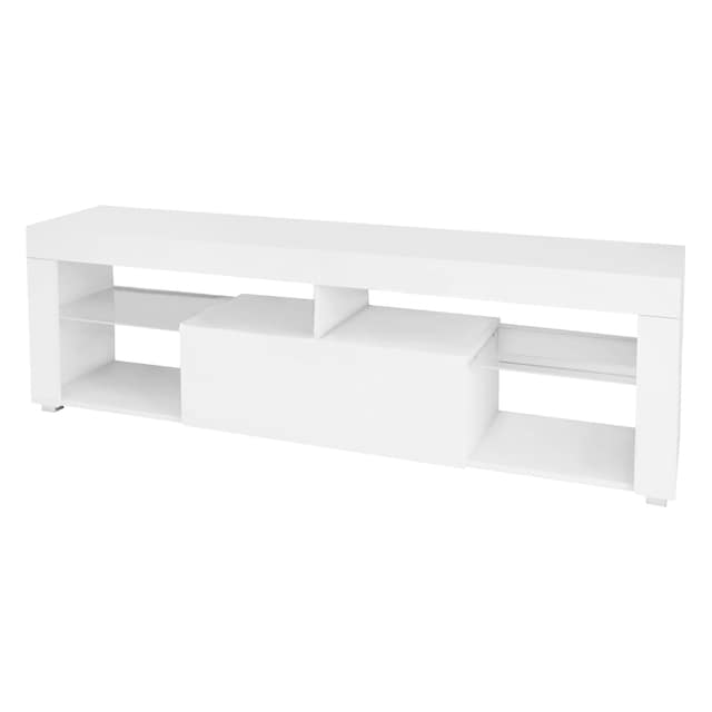 ML Design Wood Træ TV Lowboard i White, 140x51x35 cm, moderne tv-kort med