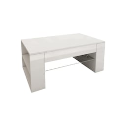 ML-Design sofabord i højglans hvid, rummelig stue bord med glasbakke og 4 rum på