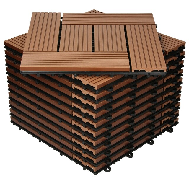 ECD Germany WPC terrassefliser 30x30 cm 44er besparelsessæt til 4m² lysebrun