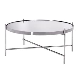WOMO-DESIGN design sofabord Ø 75x35 cm i sølv lavet af metal og glas, stuebord
