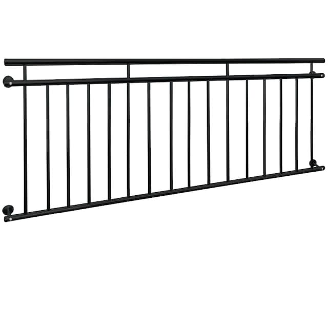 Fransk altan sprosser baluster rækværk 225 x 90 cm Sort