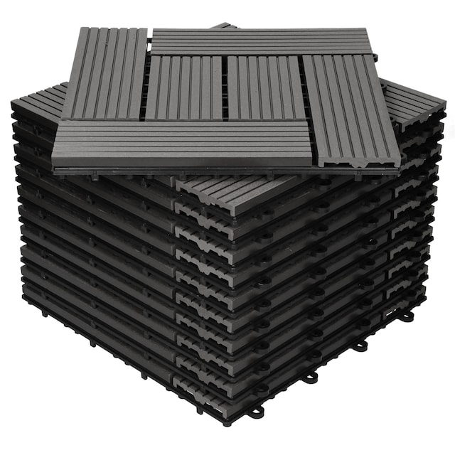 ECD Germany WPC terrassefliser 30x30cm 11er besparelsessæt til 1m² antracit