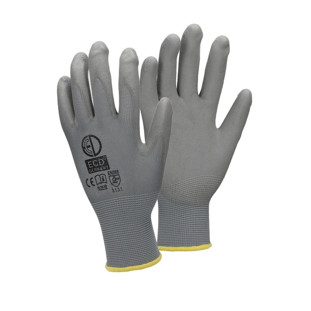 ECD 12 Germany pair PU-arbejde handsker, størrelse 8-M, Grå, mekaniker handsker