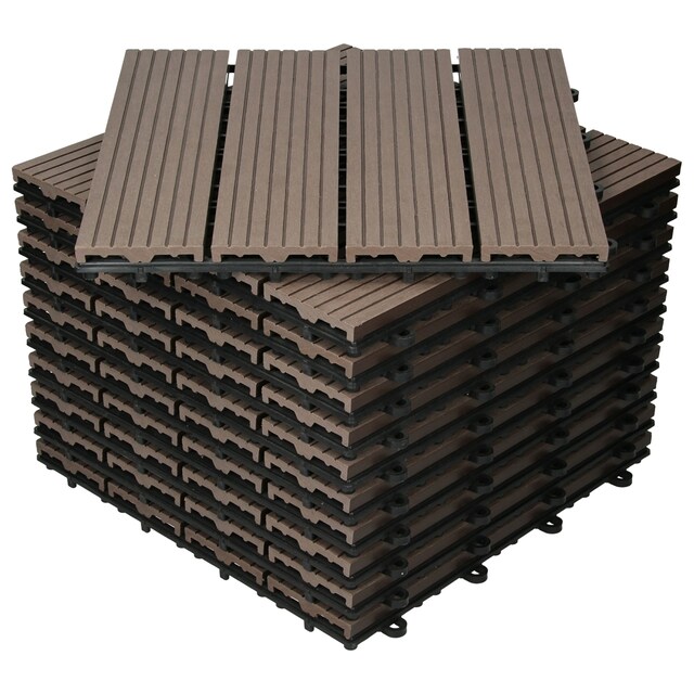 ECD Germany WPC terrassefliser 30x30 cm 33-delt besparelsessæt til 3m² mørkebrun