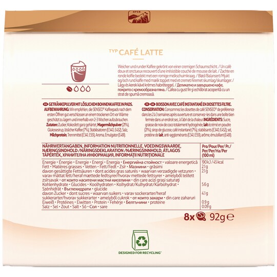 Senseo Café Latte medium kop kaffepuder 4051016