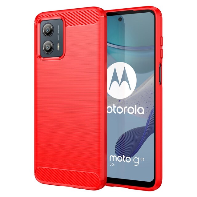 SKALO Motorola Moto G53 5G Armor Carbon Stødsikker TPU-cover - Rød