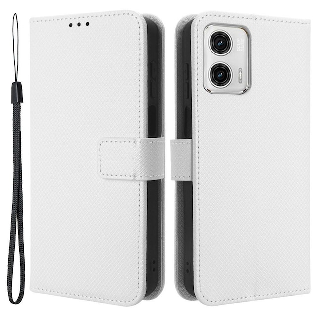 SKALO Motorola Moto G73 5G Premium Mini Rhombus Wallet Flip Cover - Hvid