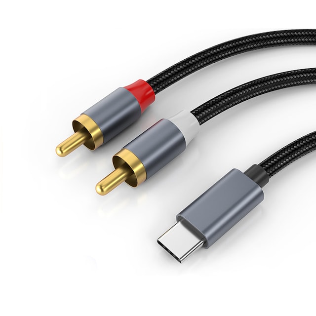 USB-C til 2x RCA stereolydkabel Grå 1.2 m