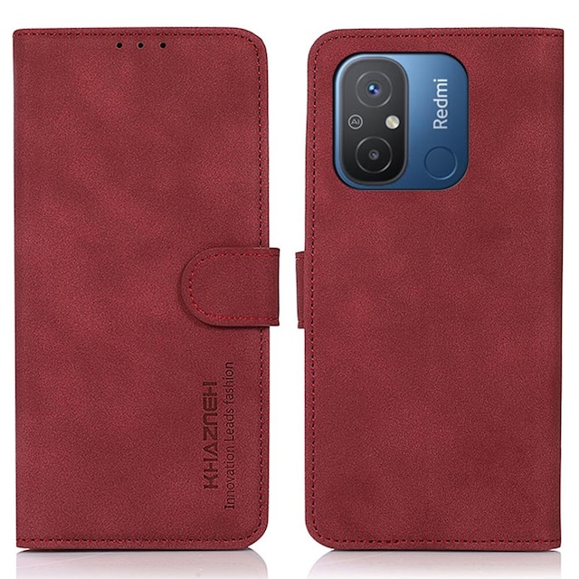 SKALO Xiaomi Redmi 12C 4G KHAZNEH Pungetui i PU-læder - Rød