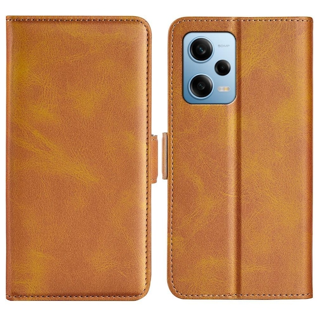 SKALO Xiaomi Redmi Note 12 Pro 5G Premium Wallet Flip Cover - Lys brun