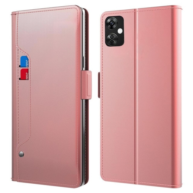 SKALO OnePlus Nord CE 3 Lite 5G Kortholder Mirror Flip Cover - Rosa guld