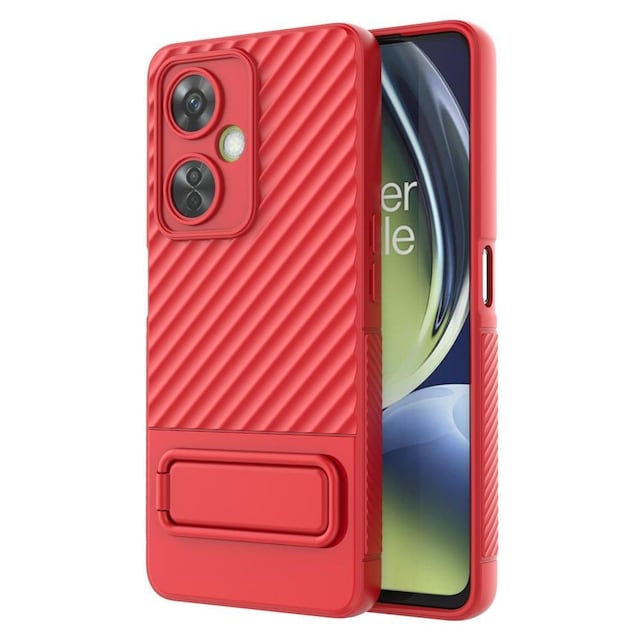 SKALO OnePlus Nord CE 3 Lite 5G Twill 2.0 TPU-Cover med rack - Rød