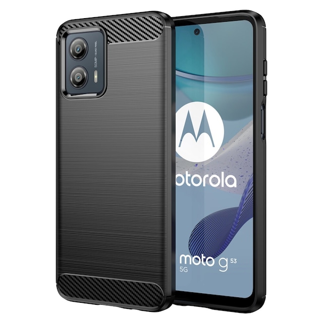 SKALO Motorola Moto G53 5G Armor Carbon Stødsikker TPU-cover - Sort