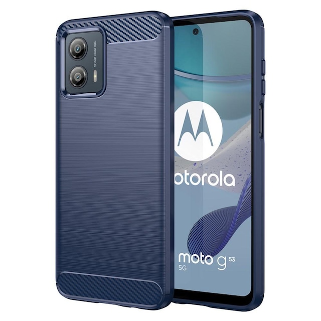SKALO Motorola Moto G53 5G Armor Carbon Stødsikker TPU-cover - Blå
